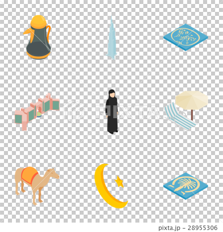 Arab elements icons set, isometric 3d style 28955306