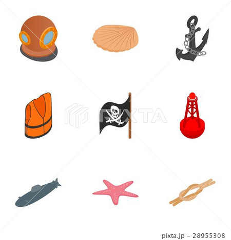 Pirate icons set, isometric 3d style 28955308