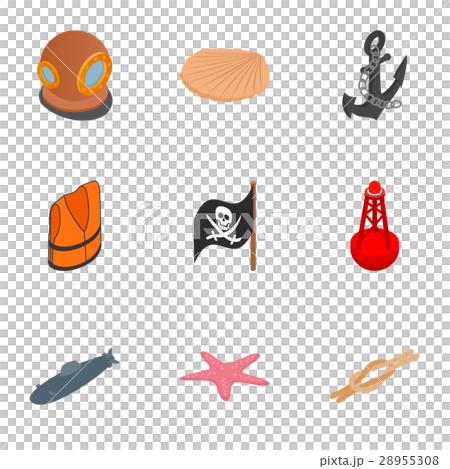 Pirate icons set, isometric 3d style 28955308