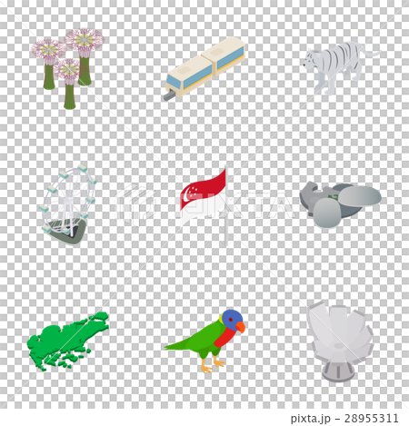 Singapore cultural icons set, isometric 3d style Singapore cultural icons set, isometric 3d style 28955311