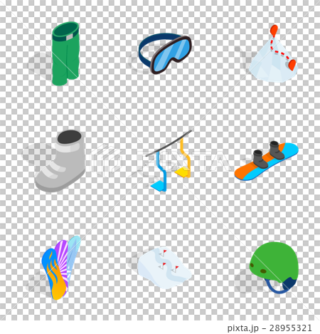 Snowboarding extreme sport icons set 28955321