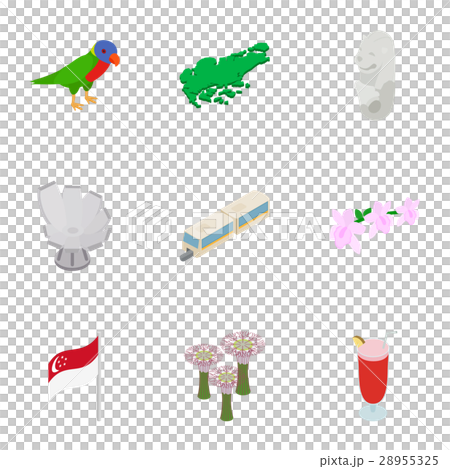 Singapore icons set, isometric 3d style 28955325