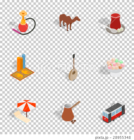 Symbols of Turkey icons set, isometric 3d style 28955348