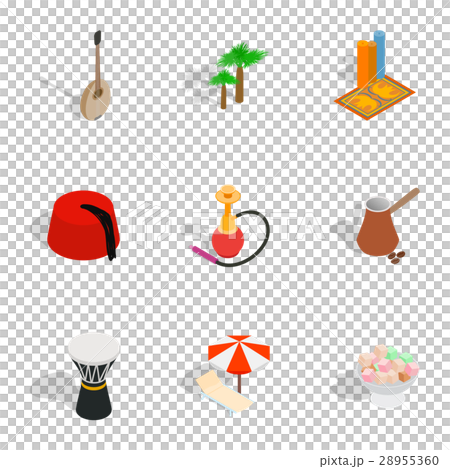 Turkey icons set, isometric 3d style Turkey icons set, isometric 3d style 28955360