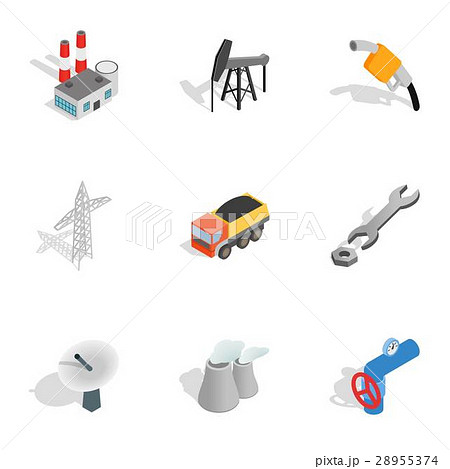Power industry icons set, isometric 3d style Power industry icons set, isometric 3d style 28955374