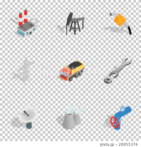 Power industry icons set, isometric 3d style Power industry icons set, isometric 3d style 28955374
