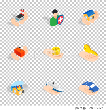 Property insurance icons, isometric 3d style - Stock Illustration ...