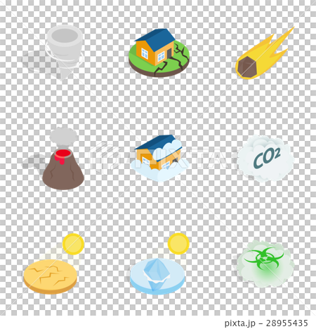Disaster icons, isometric 3d style - Stock Illustration [28955435] - PIXTA