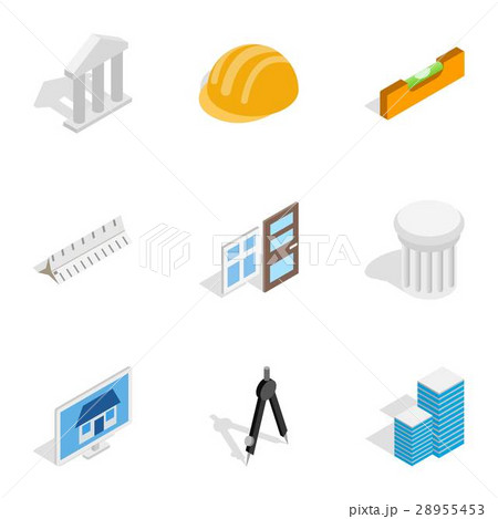 Construction and engineer icons isometric 3d style 28955453