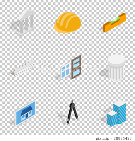 Construction and engineer icons isometric 3d style 28955453