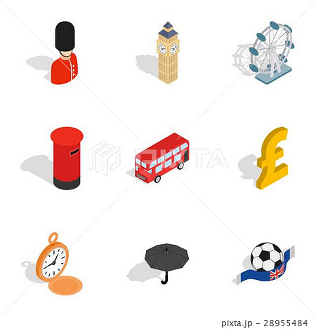 British culture icons, isometric 3d style British culture icons, isometric 3d style 28955484