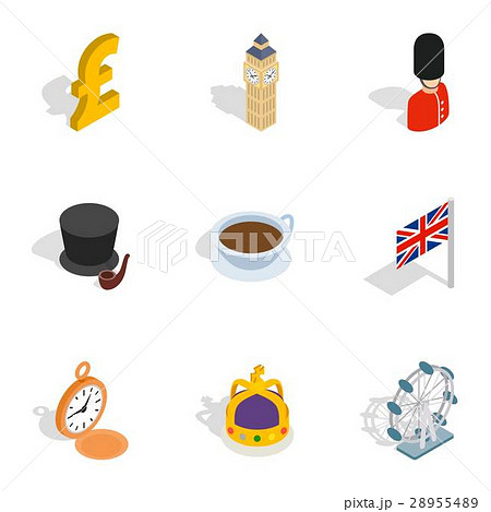 United Kingdom icons, isometric 3d style 28955489