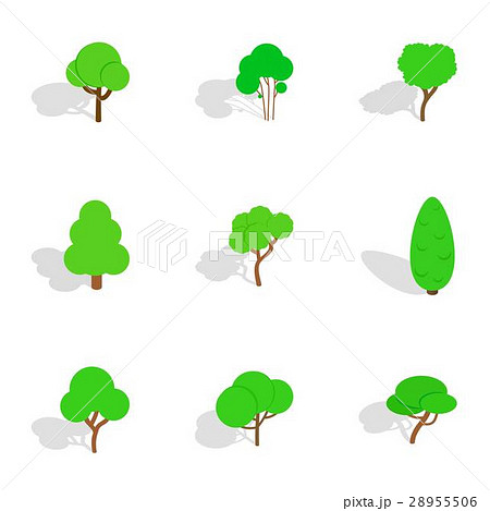 Deciduous trees icons, isometric 3d style 28955506
