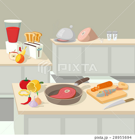Food cooking lunch concept, cartoon style - Stock Illustration [28955694] -  PIXTA