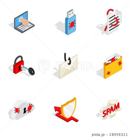 Computer security icons, isometric 3d style 28956321