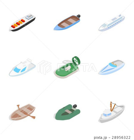 Ship and boat icons, isometric 3d style 28956322