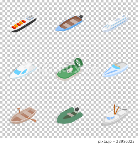 Ship and boat icons, isometric 3d style 28956322