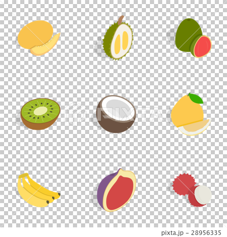 Tropical fruits icons, isometric 3d style 28956335