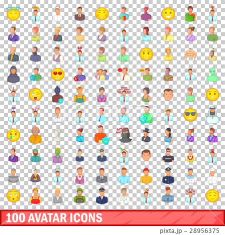 100 avatar icons set, cartoon style 100 avatar icons set, cartoon style 28956375