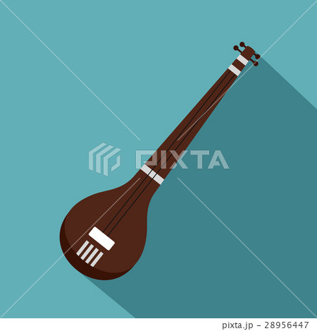 Traditional Indian sarod icon, flat style 28956447