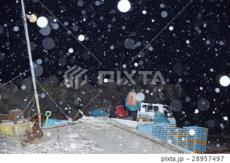 深夜の漁港 28957497