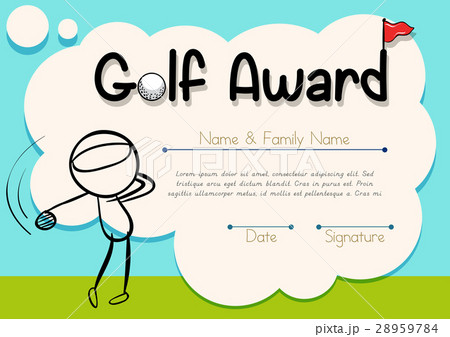 Certificate template with golf player 28959784