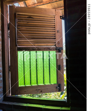 Vintage Retro Window Of Wooden Oriental House Vintage Retro Window Of Wooden Oriental House 28959911