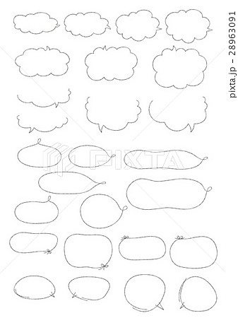 ラフな線の吹き出し素材 ベクターのイラスト素材