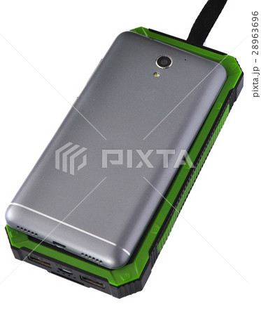 cell phone green power Bank isolated 28963696