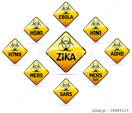 ZIKA, MERS, SARS, H5N1 Biohazard virus sign ZIKA, MERS, SARS, H5N1 Biohazard virus sign 28964123