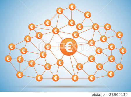 Euro money cloud with shadow on light background 28964134