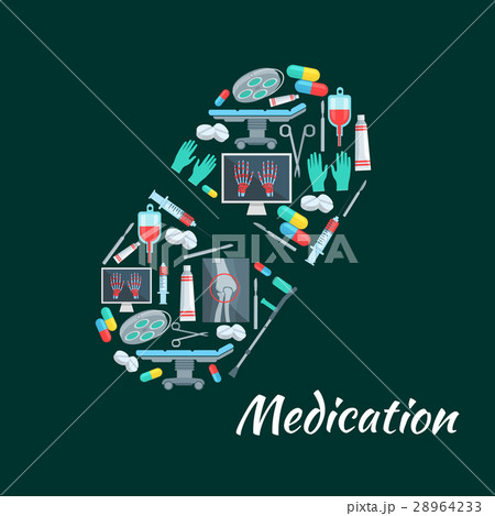 Pill poster of vector surgery medicine items Pill poster of vector surgery medicine items 28964233