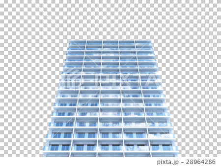 高層マンション見上げ　白背景 28964286