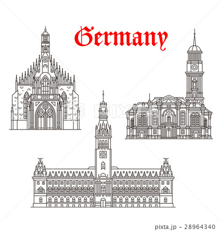 Architecture buildings of Germany vector icons 28964340