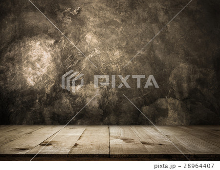 Empty wooden table over grunge wall Empty wooden table over grunge wall 28964407