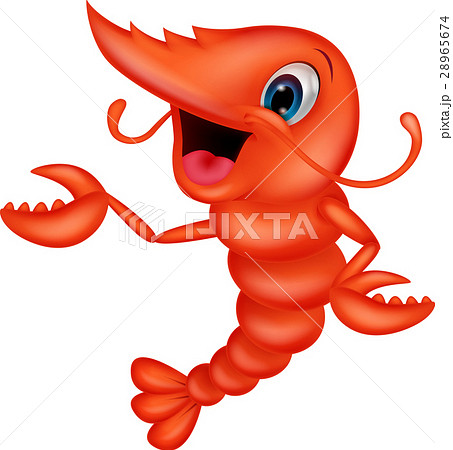 Cute shrimp cartoon presenting Cute shrimp cartoon presenting 28965674
