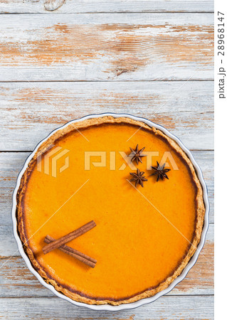 Fresh round bright orange pumpkin pie Fresh round bright orange pumpkin pie 28968147