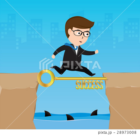 Businessman walking on gold success key 28973008
