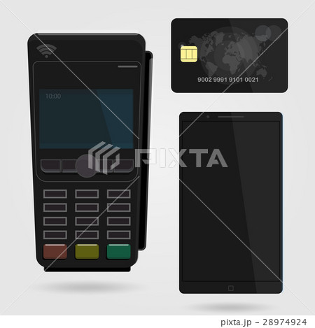 Pos terminal confirms the payment by debit credit 28974924
