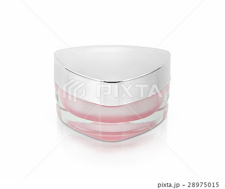 Pink triangle cosmetic jar on white background 28975015