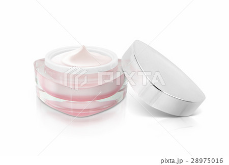 Pink triangle cosmetic jar on white background Pink triangle cosmetic jar on white background 28975016