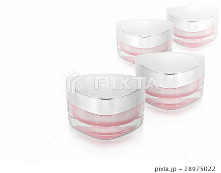 Many pink triangle cosmetic jar on white backgroun 28975022