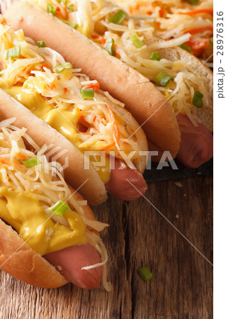 Sandwich with sausage, sauerkraut and mustard Sandwich with sausage, sauerkraut and mustard 28976316