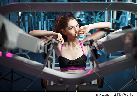 Beautiful girl take breath during fitness workout 28976646