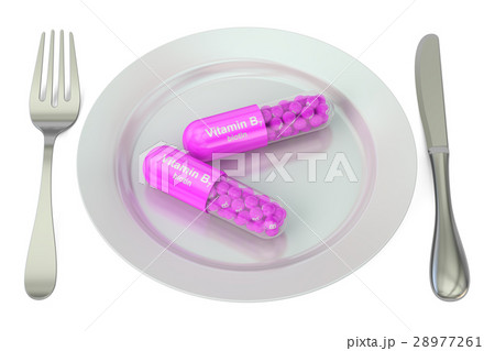 Diet and healthy meal Plate with vitamin B7 28977261