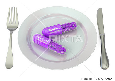 Diet and healthy meal  Plate with vitamin D 28977262