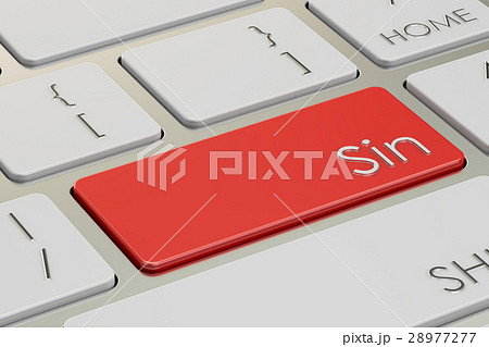 sin red key on keyboard. 3D rendering sin red key on keyboard. 3D rendering 28977277