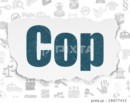 Law concept: Cop on Torn Paper background 28977433