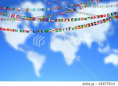 世界地図の空とガーランド 28977614