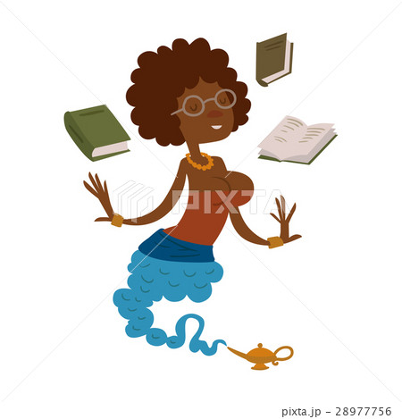 Cartoon genie beautiful teacher character magic Cartoon genie beautiful teacher character magic 28977756